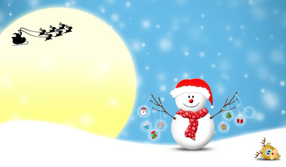 snowman holding Christmas items