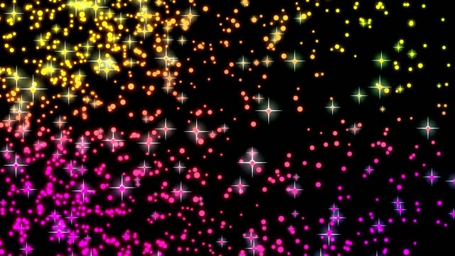 Wonderful video animation with moving stars in slow motion, HD 1080p