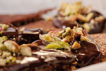 Chocolate cookies and pistachios