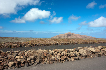 Lanzarote, Canary Islands. Volcanic landscape in a sunny day