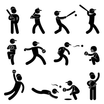 Baseball Softball Swing Pitcher Champion Icon Pictogram