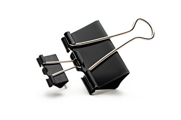 Black paper clips on white