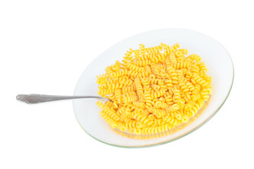 Macaroni in a transparent plate
