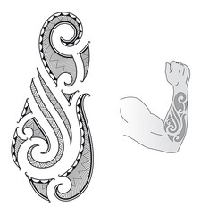Maori tattoo design fits to a forearm