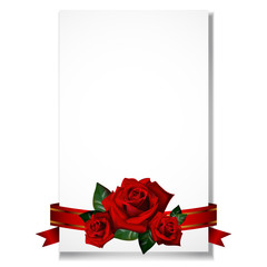 greeting card with rose and ribbon