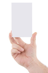 main sur fond blanc avec cadre pour texte publicitaire