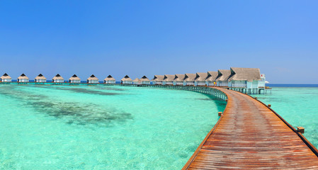 Fototapeta premium Maldive water villa - bungalows panorama