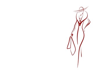 silhouette of a glamorous woman with place for your text