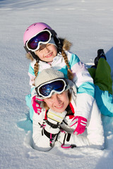 Skiing - family having fun on ski