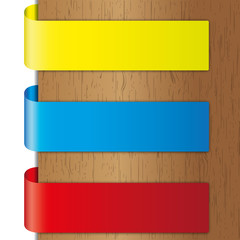 Advertise tri colors brochure and label on wood.