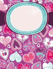 violet valentine background with color hearts