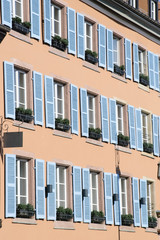 Fototapeta premium House Frontend with Blue Shutters
