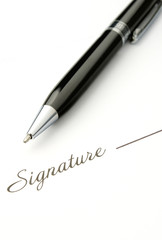 the signature and ball pen
