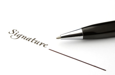 the signature and ball pen