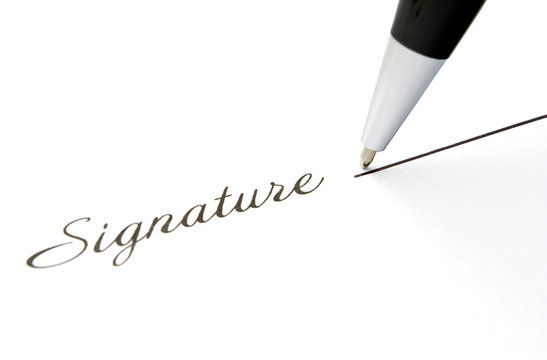 the signature and ball pen