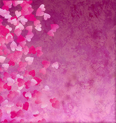 Fototapeta na wymiar little hearts side grunge vintage paper background