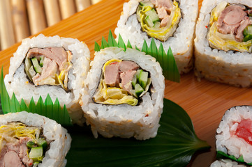 Japanese sushi  Roll made of Smoked fish