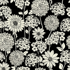 Modèle sans couture floral noir et blanc