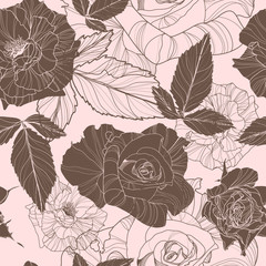 beautiful vector seamless pattern with roses