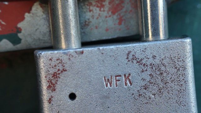 Macro Of Padlock Locking