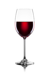 Red wine in glass isolated on white