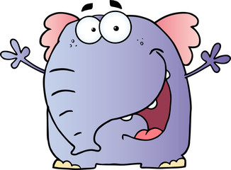 Happy Elephant Cartoon Character