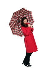 Beautiful brown-haired woman with umbrella