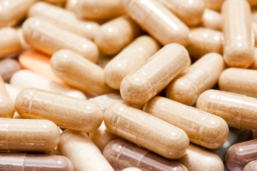 Medicinal pills piled up a bunch