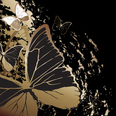 Golden buterflies background