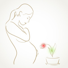 pregnant woman and a flower