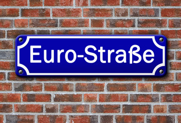 Fototapeta na wymiar Strassenschild Euro-Straße