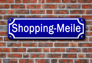 Strassenschild Shopping-Meile