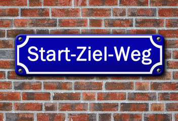 Fototapeta na wymiar Strassenschild Start-Ziel-Weg
