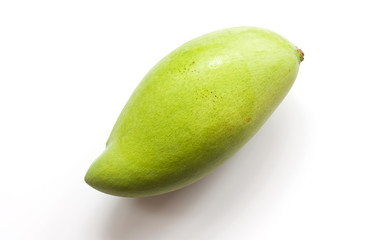 Green mango on white background