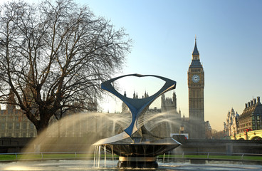 big ben and fountain