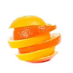 Fotobehang Plakjes fruit gewaaierde sinaasappels