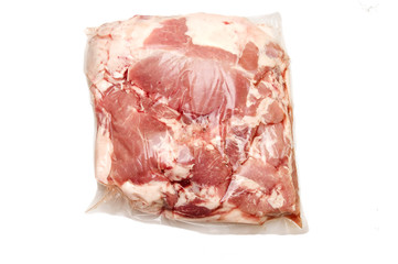 Fresh pork meat of the hip in vacuum paked
