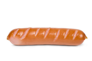 One sausage isolated on white background