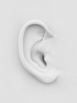 White soft human ear. 3d