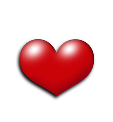 red heart over white background