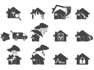 set of house disaster icon