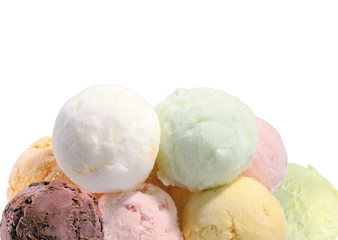 Scoop of fruit ice cream isolated on white background