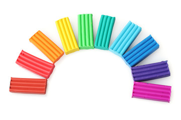 Children bright\ plasticine isolated on white