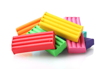Children bright\ plasticine isolated on white