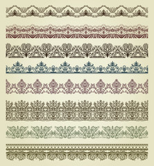 Set of vintage borders. Could be used as divider, frame, etc
