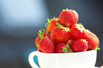 strawberries in a bowl in the daylight