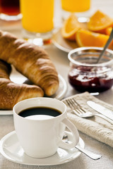 Breakfast With Coffee and Croissants