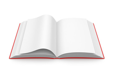 Empty opened book 3D. Education concept. Isolated on white backg