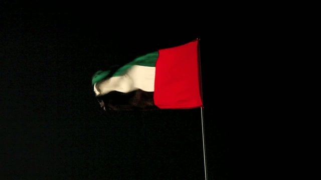 Flag of United Arab Emirates at night