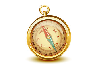 golden realistic compass